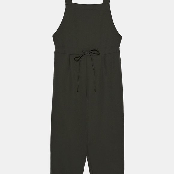 Zara Pants & Jumpsuits Zara Khaki Long Pleated Jumpsuit Poshmark